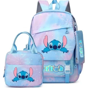 Lilo ve Stitch Kids Kitap Çantası Erkek Kız Okul Çantaları 3pcs Set Öğrenciler Sırt Çantası Öğle Yemeği Okul Çantası Gençler Mochilascolor: Resim ile Aynı (Yurt Dışından)