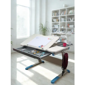 Creo Mobili Öğrenci Masası Çekmeceli ve Yükseklik Ayarlı - 120x75 Cm, Beyaz/Mavi - Sirius Basic