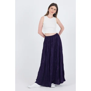Mor Bel Lastikli Kırışık Kumaş Etek 3483