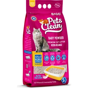 Pets Clean 5 Lt Kedi Kumu Bebek Pudrası Kokulu Doğal ve Ekonomik Topaklaşma