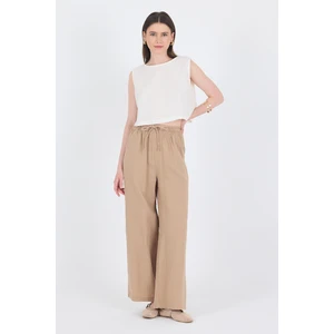 Vizon  %100 Pamuk Müslin Palazzo/bol Paça Pantolon 8056A