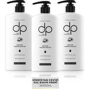 Dp Daily Perfection Saç Bakım Kremi Organik Hindistan Cevizi Yağı 500 ml x 3 Adet