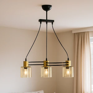 Dalga 3'lü Avize - Siyah / Bal