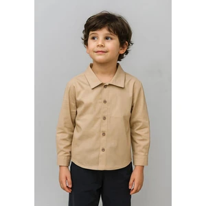 Erkek Çocuk %100 Pamuk Basic Gömlek- Bej  (2-3 Yaş 8-9 Yaş)