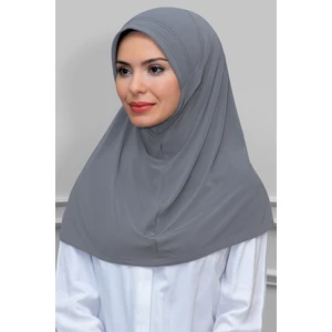 Hürrem Bone Gri Pratik Hazır Geçmeli Tesettür Eşarp Sandy Kumaş Sade 1600_15
