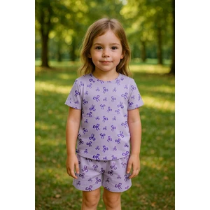 Kız Çocuk %100 Pamuk Kurdela Desenli Şortlu Takım (3-4 Yaş 8-9 Yaş)