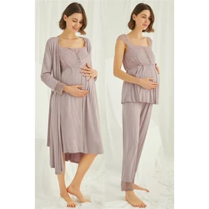 18438440 Kadın Vizon Hamile Lohusa Seti Sabahlık Gecelik Pijama Takım