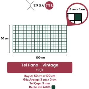 Ersa Tel 50X100 Koyu Yeşil Vintage Pano (Notluk, Fotoğraf Askısı, Dekor)