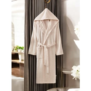 Mira Bej Kapüşonlu Bornoz