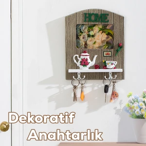 2070 Duvara Montajlı Dekoratif Anahtarlık - Duvar Askılı Anahtar Düzenleyici 22X26,5CM