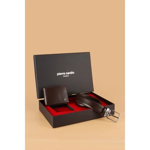 Pierre Cardin-Set 3- % 100 Hakiki Deri Özel Hediye Kutulu  Damat Kemer Cüzdan Çeyiz Seti