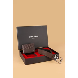 Pierre Cardin-Set 4- % 100 Hakiki Deri Özel Hediye Kutulu  Damat Kemer Cüzdan Çeyiz Seti