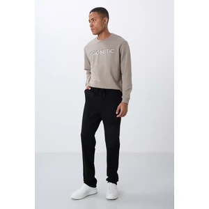 Tommy Life Siyah Bağcıklı Cepli Standart Kalıp Klasik Paça Erkek Eşofman Alt - 84682