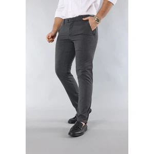 3A Moda Erkek Italyan Kesim Dar Kalıp Dar Paça Kumaş Pantolon KOYU GRİ
