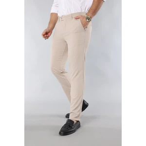 3A Moda Erkek Italyan Kesim Dar Kalıp Dar Paça Kumaş Pantolon KREM