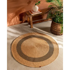 Alsace Yuvarlak Kilim - Naturel/siyah - 120 cm