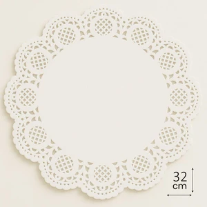 Dantel Görünümlü Kağıt Tabak Altlığı - 32 Cm. - Beyaz Dantel Kağıt - 100 Adetlik Paket