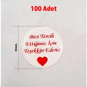 Bizi Tercih Ettiğiniz Için Teşekkür Ederiz, Sticker Yapışkanlı 100 Adet