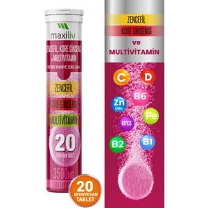 Zencefil, Kore Ginsengi ve Multivitamin İçeren Takviye Edici Gıda – 20 Efervesan Tablet
