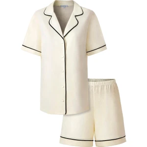 Bambu Şortlu Pijama Takımı / Krem
