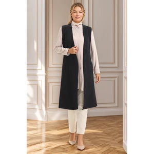 Mevsimlik Sade Dar Kesim Uzun Iç Göstermez Kadın Yelek,siyah Yelek