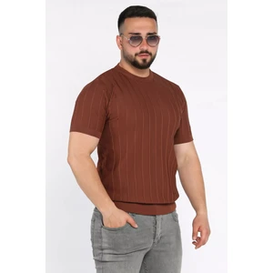 Mishar İtalia Erkek Bisiklet Yaka Kendinden Çizgi Desenli Triko Tişört P-00017656