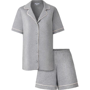 Bambu Şortlu Pijama Takımı / Gri Melanj