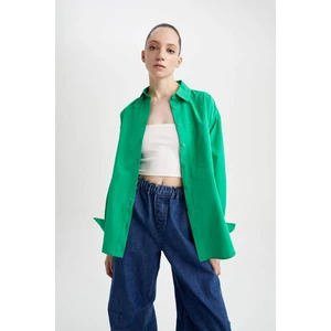 Oversize Fit Poplin Uzun Kollu %100 Pamuk Gömlek U7763AZ23SP