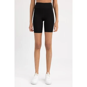 DeFactoFit Siyah Yüksek Bel Beli Saran Biker Esnek Kısa Basic Düz Sporcu Tayt Z6741AZ23SP