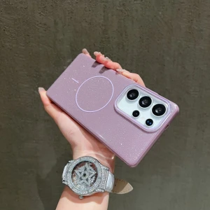 Samsung Galaxy S25 Ultra Telefon Kılıfı Simli Parlak Işıltılı Magsafe Destekli Kılıf