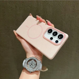 Samsung Galaxy S25 Ultra Telefon Kılıfı Simli Parlak Işıltılı Magsafe Destekli Kılıf