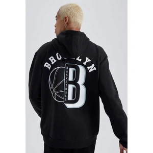 DeFactoFit NBA Brooklyn Nets Standart Fit Kapüşonlu Kanguru Cepli Kalın Sweatshirt A9679AX23WN