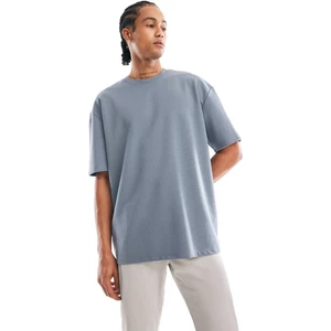 Oversize Geniş Kalıp Bisiklet Yaka Kısa Kollu Basic Düz Ağır Kumaş Tişört X3926AZ24SP