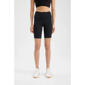 DeFactoFit Siyah Yüksek Bel Beli Saran Biker Esnek Kısa Basic Düz Sporcu Tayt Z6741AZ24SP