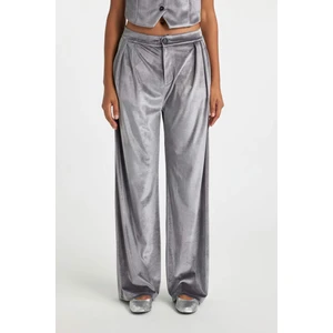 Klasik Kadife Pantolon Wide Leg Fit Geniş Bol Paça Yüksek Bel Pileli Çift Cepli B6216AX23WN