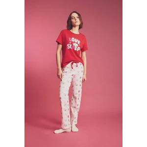 Fall in Love Regular Fit Baskılı Kısa Kollu Pijama Takımı B6207AX24SP