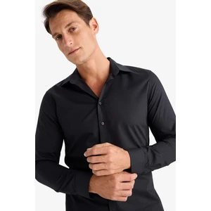 %100 Pamuk Slim Fit Dar Kesim İtalyan Yaka Non Iron Ütü Gerektirmeyen Uzun Kollu Gömlek A7803AX24SP
