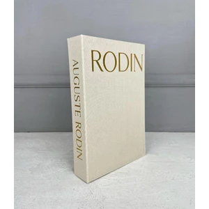 Kumaş Kaplı Dekoratif Kitap Kutusu Krem Gold