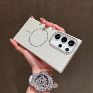 Samsung Galaxy S25 Ultra Telefon Kılıfı Simli Parlak Işıltılı Magsafe Destekli Kılıf