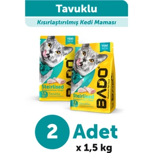 Kısırlaştırılmış Yetişkin Kedi Maması Tavuk Etli 1,5 kg 2'li