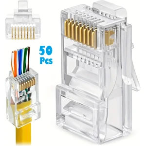 (50 Adet) Yeni Nesil EZRJ45 Konnektör Delikli Açık Uçlu Cat6 Jack Soket