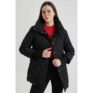 Su İtici Uzun Şişme Mont Dik Yaka Kapitoneli Çıtçıtlı Cepli Hafif C0489AX24SP