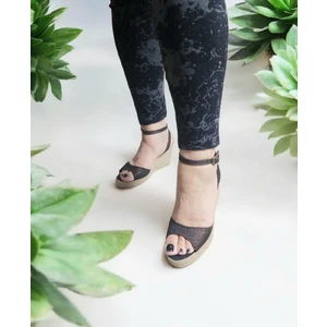 Günlük Şık ve Rahat Taban Hasır Keten Sandalet 8 Cm.topuk