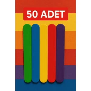 Renkli 50 Adet Ahşap Büyük Geniş Dil Çubuğu Abeslang Dondurma Dil Basma Çubuğu Renkli