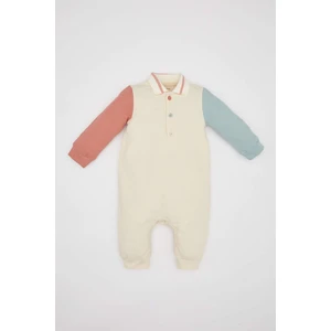 Erkek Bebek Yeni Doğan Polo Yaka Pike Uzun Kollu Tulum C1537A524SM