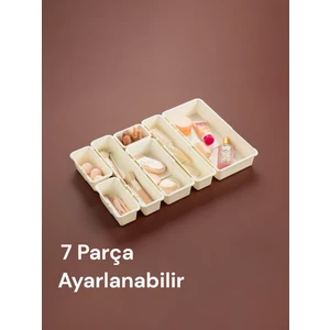 7'li Set Boyu Ayarlanabilir Çok Amaçlı Çekmece Içi Düzenleyici Kaşıklık ve Bıçaklık Set