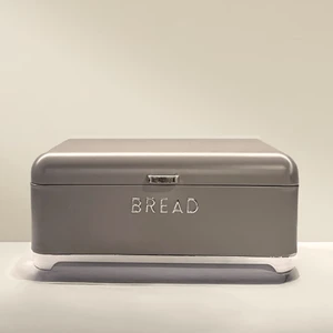 Home Bread Galvaniz Metal Ekmek Kutusu - Gri