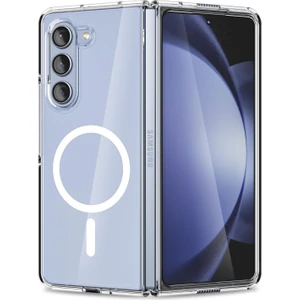 Samsung Galaxy Z Fold 6 Uyumlu Kamera Korumalı Magsafe Wireless Şarj Özellikli Şeffaf Silikon Kılıf