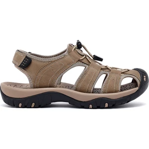 Erkek Bej Deri Outdoor Sandalet 25SFD695914