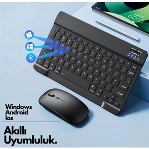 Tablet ve Telefonlar Için Uyumlu Bluetooth Klavye ve Mouse